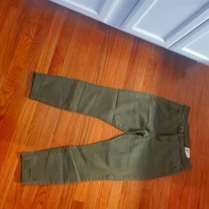 Cosmic Blue Love green roll cuff stretch jeans